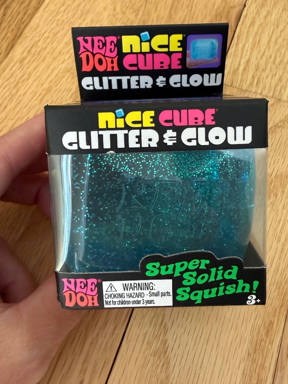 Viral NeeDoh Nice Cube Blue Glitter & Glow ✨